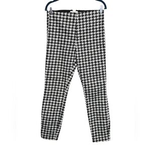 H&M Houndstooth Print Elastic Waist Pants Sz 8 Gray & White